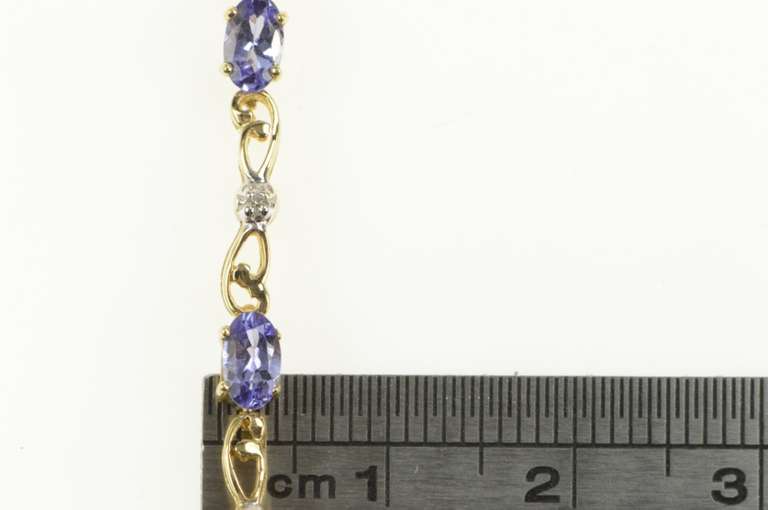 10K Yellow Gold Oval Tanzanite Diamond Accent Chain Bracelet