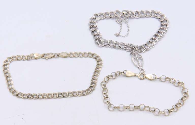Group Lot of 3 Vintage 925 Sterling Silver Bracelets
