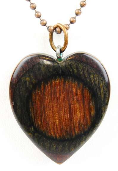 Large Carved Wood Heart & Chain