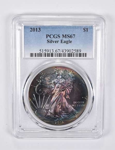 MS67 2013 American Silver Eagle PCGS INSANE TONING