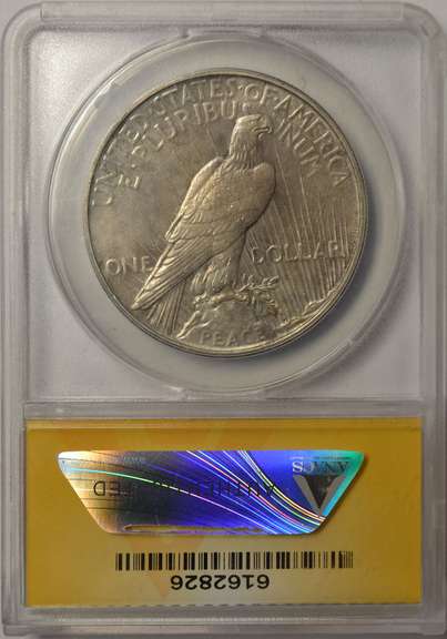 1934 Peace Silver Dollar ANACS AU58 Details Polished