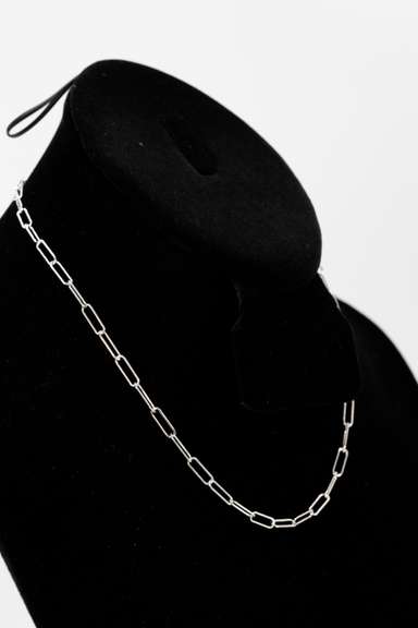 .925 Sterling Silver 3.5mm Paperclip Chain 16 Inches