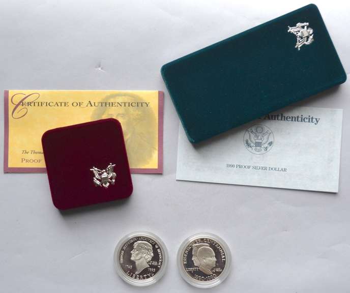 Two Modern Commemerotive Proof Silver Dollars