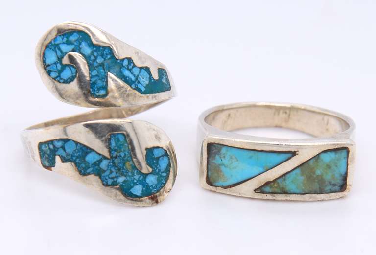 Group Lot of 2 Vintage 925 Sterling Silver Rings