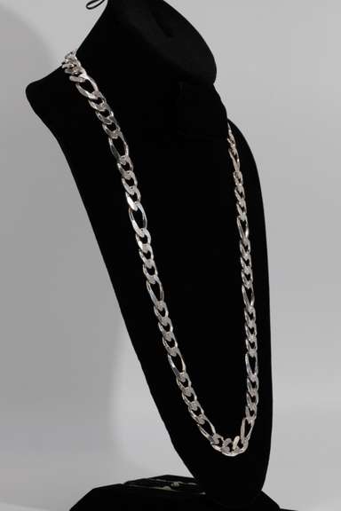 .925 Sterling Silver 13.5mm Figaro Chain 30 Inch