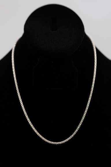 .925 Italian Sterling Silver 3mm Popcorn Chain Necklace 18 Inches