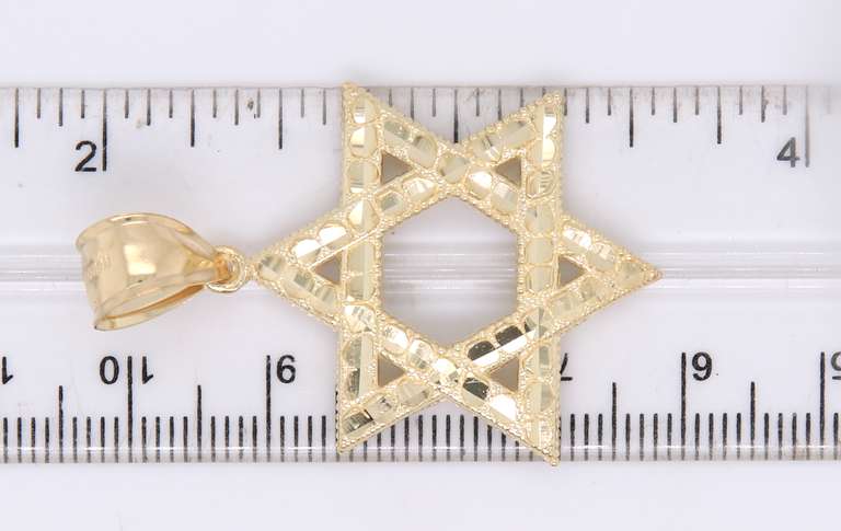 Wonderful Yellow Gold Diamond Cut Star of David Pendant