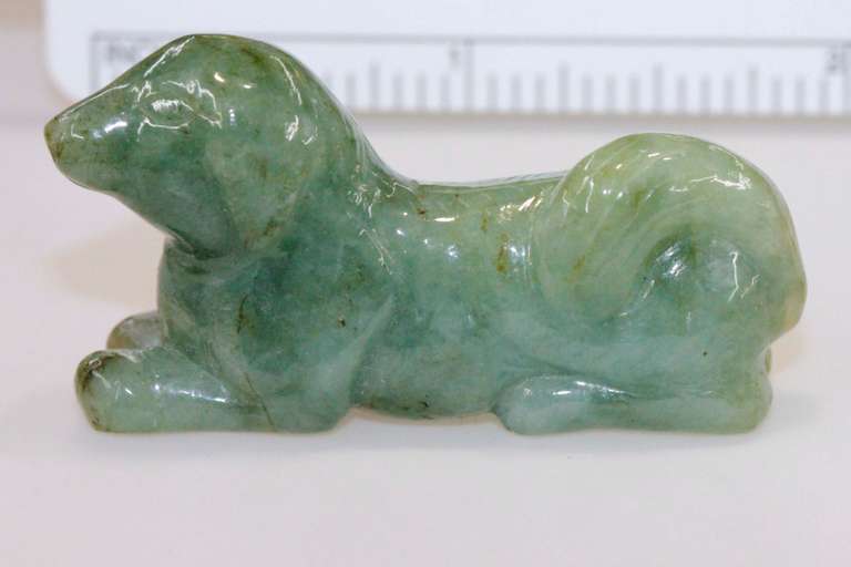 Friendly Natural Jadeite Dog Carving