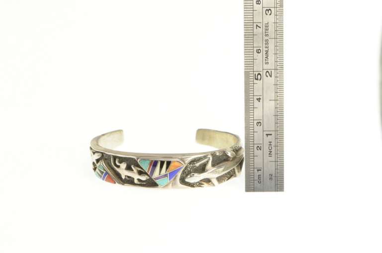 Sterling Silver Native Gloria Livingstone Zuni Lizard Bracelet
