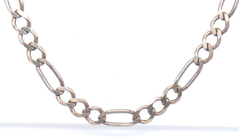 Vintage 925 Sterling Silver Signed Figaro Chain Neckalce