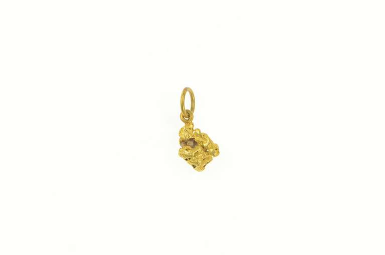 22K Yellow Gold Natural Cluster Textured Abstract Nugget Charm/Pendant