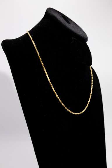 14K Yellow Gold 2.4mm Solid Rope Chain 20 Inch