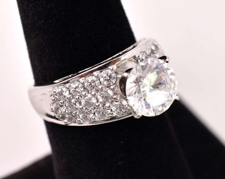 Frosty CZ Ring in 14K White Gold