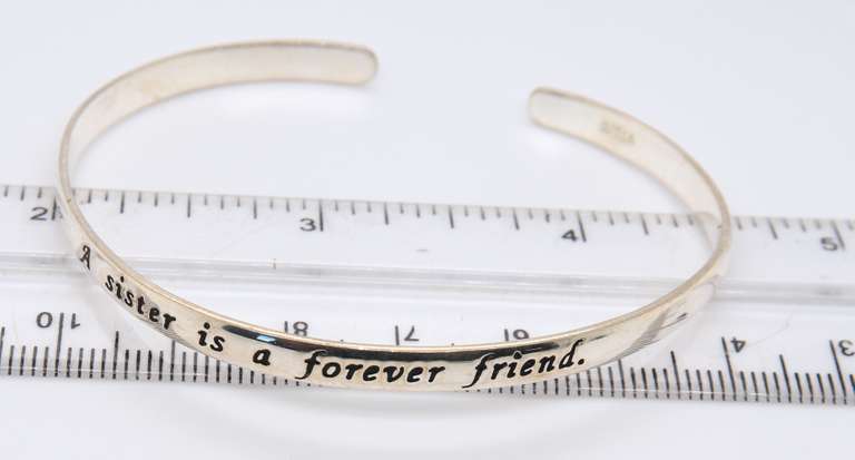 Vintage 925 Sterling Silver Bangle Bracelet Engraved Sister is a Forever Friend