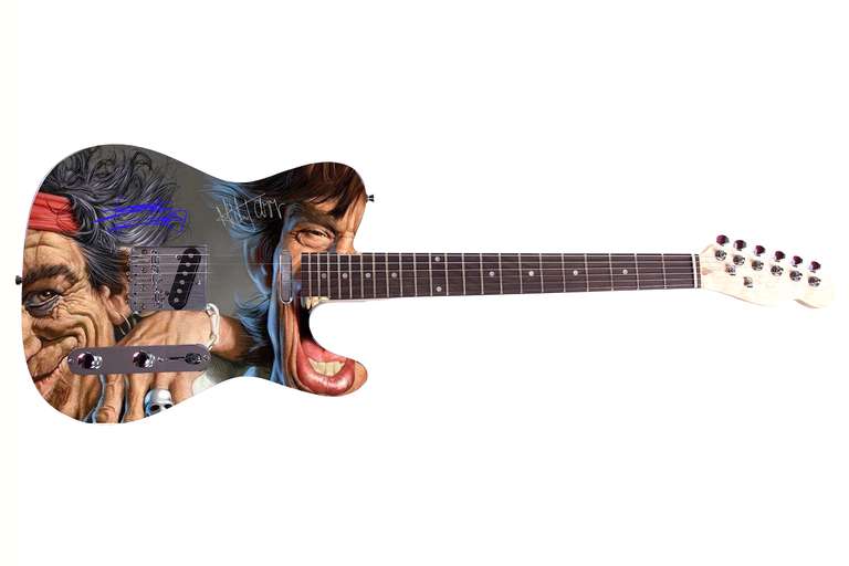 The Rolling Stones Autographed Facsimile Signed Graphics Guitar