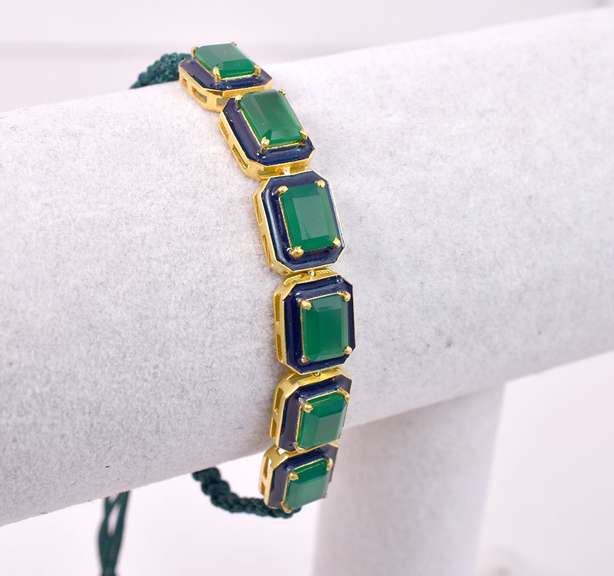Gorgeous 17.68CTW Emerald Rope Bracelet in Gold Plated Sterling Silver