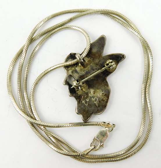 Vintage Sterling Gemstone Zuni Hummingbird Necklace