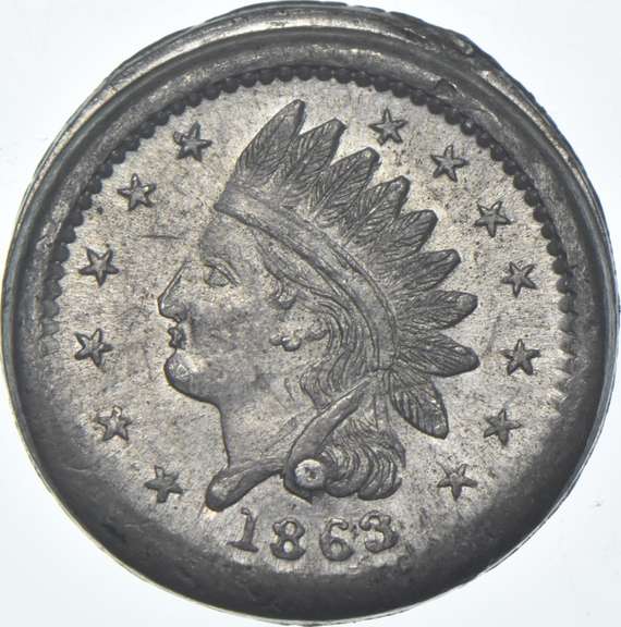 1863 Patriotic Indian Head Civil War Token - F-92/198e - R9