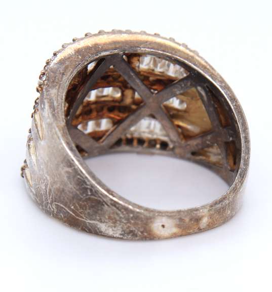 Vintage Sterling Silver Cubic Zirconia Wide Band