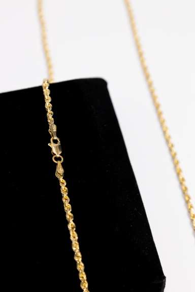 14K Yellow Gold 2.4mm Solid Rope Chain 20 Inch