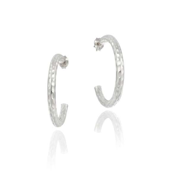 Sterling Silver Sparkling Half-Hoop Earrings