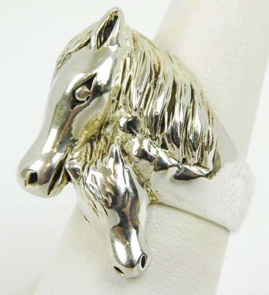 Big Chunky Sterling Mare & Foul Ring, Size 8