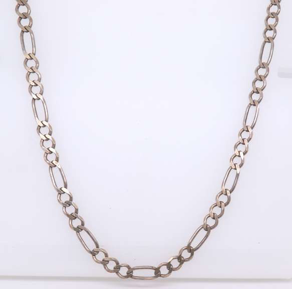 Vintage 925 Sterling Silver Signed Figaro Chain Neckalce