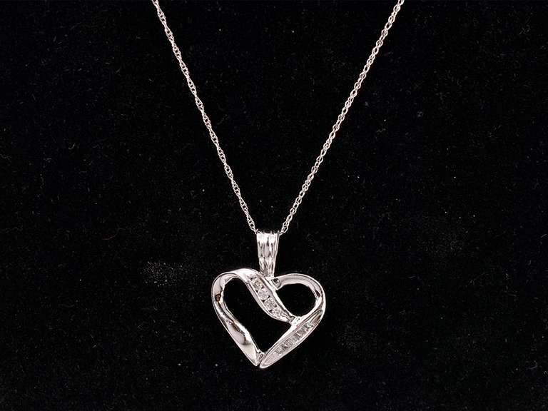 Wonderful Diamond Heart Pendant in White Gold