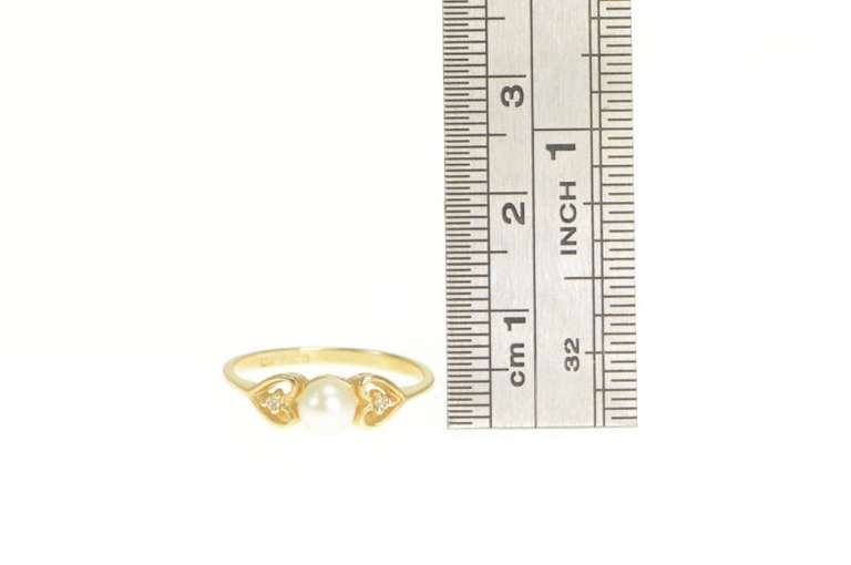 10K Yellow Gold Pearl Diamond Heart Accent Promise Ring