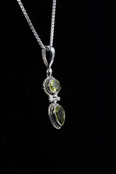 Sterling Silver Natural Peridot Gemstone Pendant