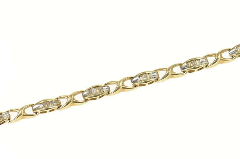 10K Yellow Gold 0.78 Ctw Diamond Baguette Hugs & Kisses Bracelet