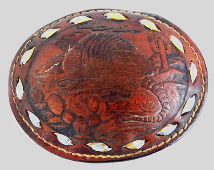 Vintage Armadillo Leather Belt Buckle