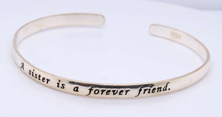 Vintage 925 Sterling Silver Bangle Bracelet Engraved Sister is a Forever Friend