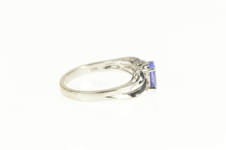 14K White Gold Tanzanite Diamond Bypass Split Classic Ring