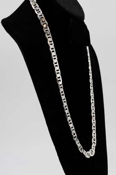 .925 Italian Sterling Silver 10mm Anchor Chain Necklace 26 Inches