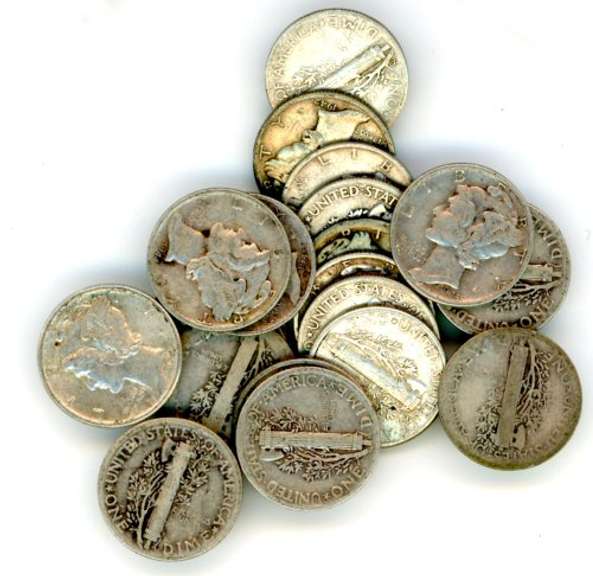 20 Silver Mercury Dimes