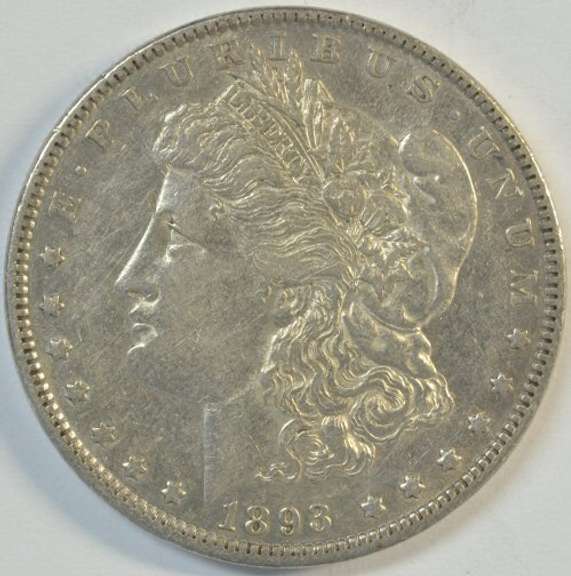 Key date 1893-P Morgan Silver Dollar in XF/AU condition