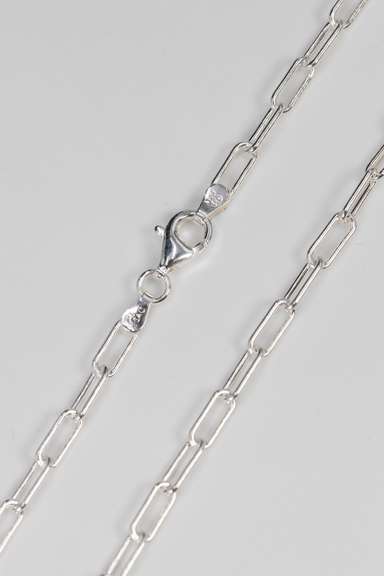 .925 Sterling Silver 3.7mm Paperclip Chain 16 Inches