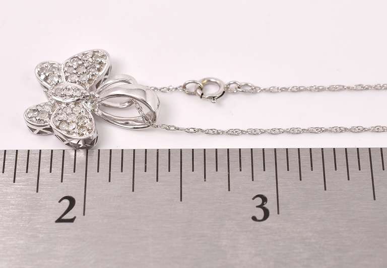 Dazzling Diamond Butterfly Pendant Necklace in White Gold