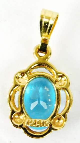 Pretty 14K Blue Topaz Pendant
