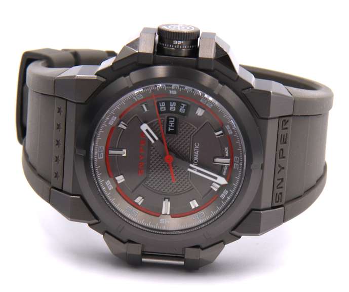 Snyper Two Silver and Red Rubber Strap Automatic 48mm Watch