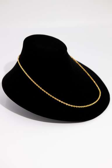 10K Yellow Gold Solid 2.5mm Rope Chain 20 Inch