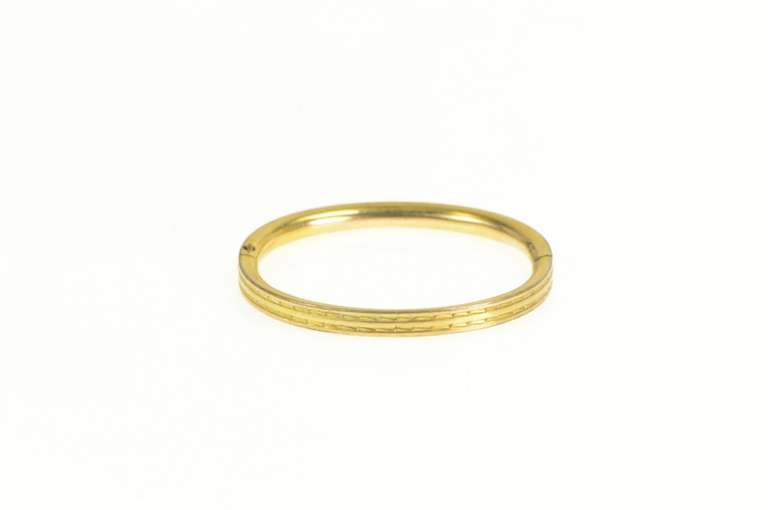 Gold Filled Grooved Pattern Retro Childs Bangle Bracelet