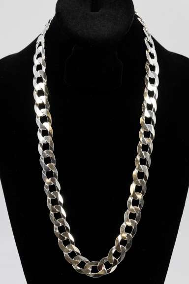 .925 Italian Sterling Silver 15mm Curb Link Chain Necklace 26 Inches