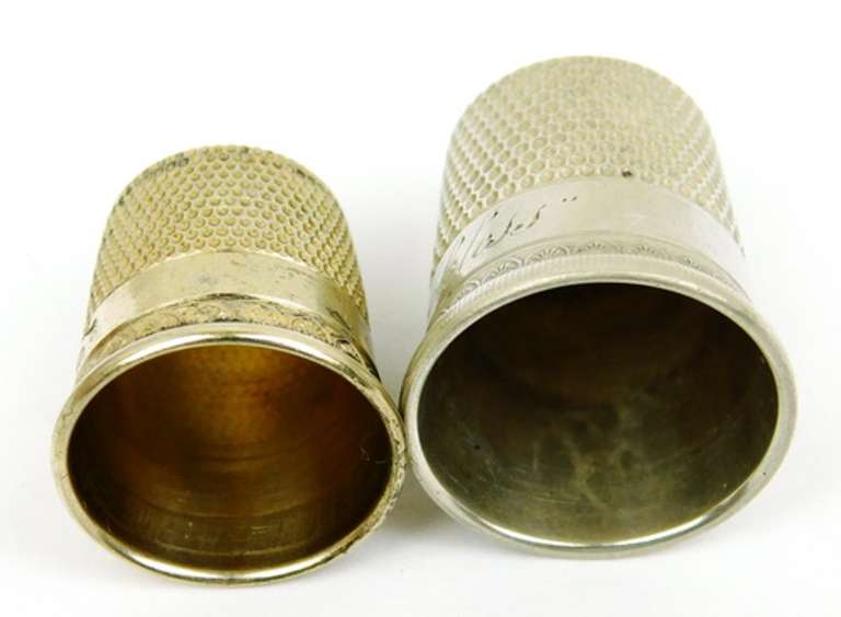 2 Antique Sterling Silver Thimbles