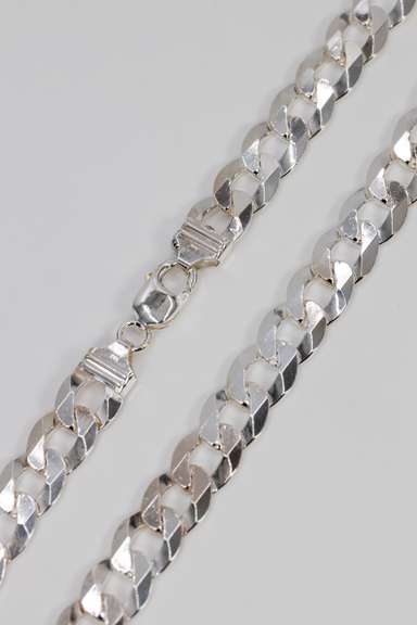 .925 Italian Sterling Silver 13.25mm Curb Link Chain Necklace 28 Inches