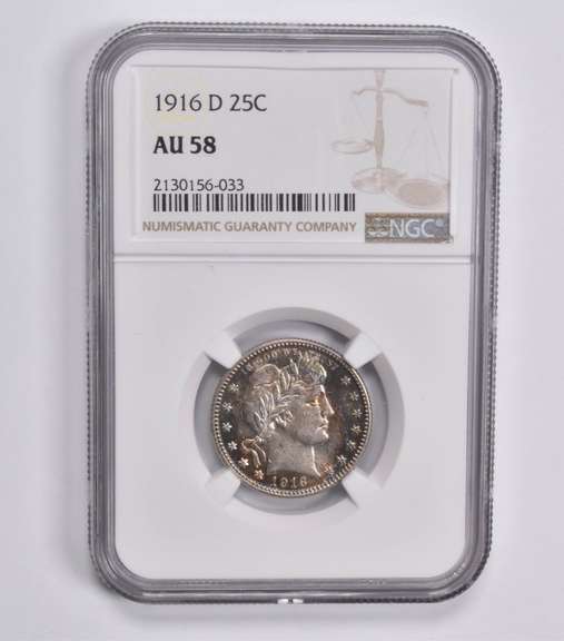 AU58 1916-D Barber Quarter NGC