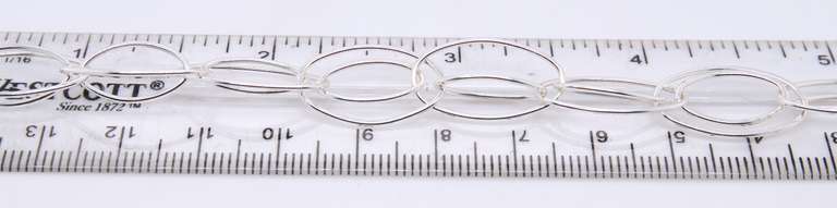 925 Sterling Silver Double Circle Long Necklace