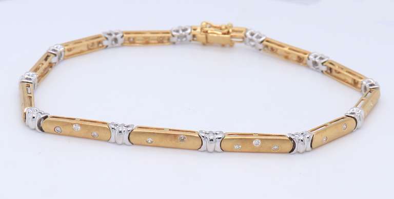 Elegant Yellow Gold Flush Set Matte Diamond Bracelet