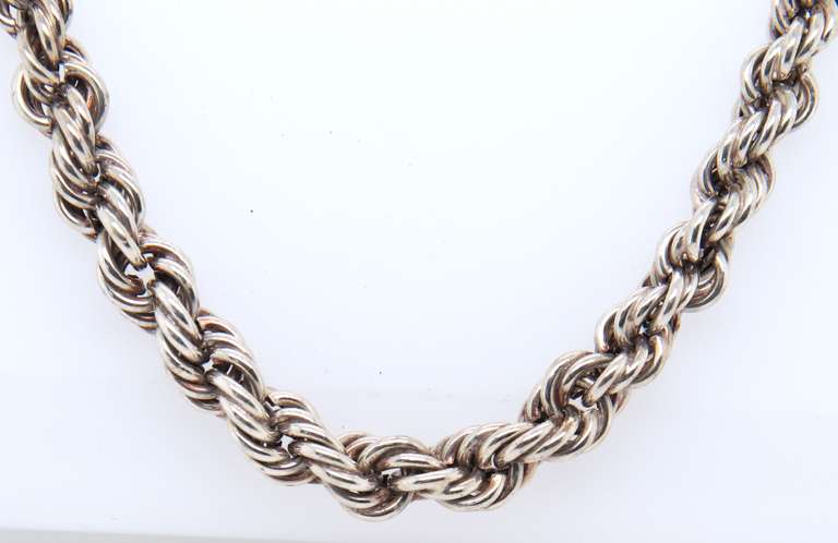 Vintage925 Sterling Silver Rope Chain Necklace